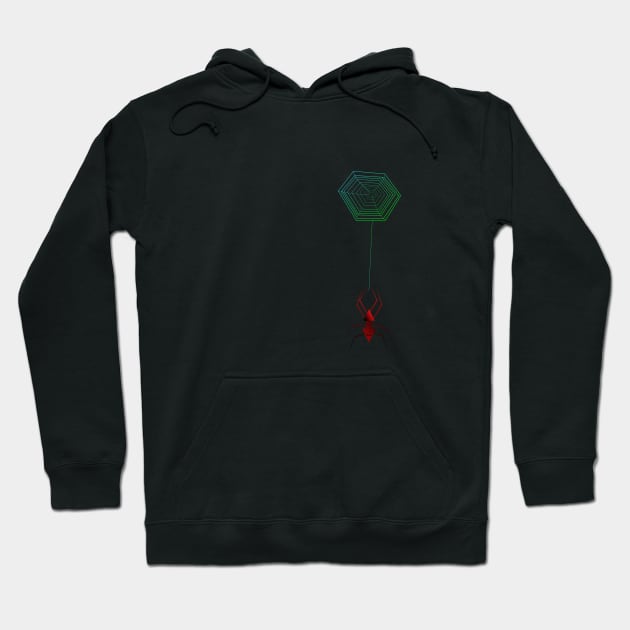 geometric spider hanging from the web Hoodie by VISUALIZED INSPIRATION